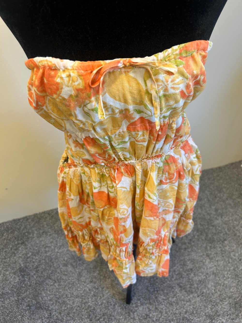 Free People Orange and Yellow Floral Backless Sundress